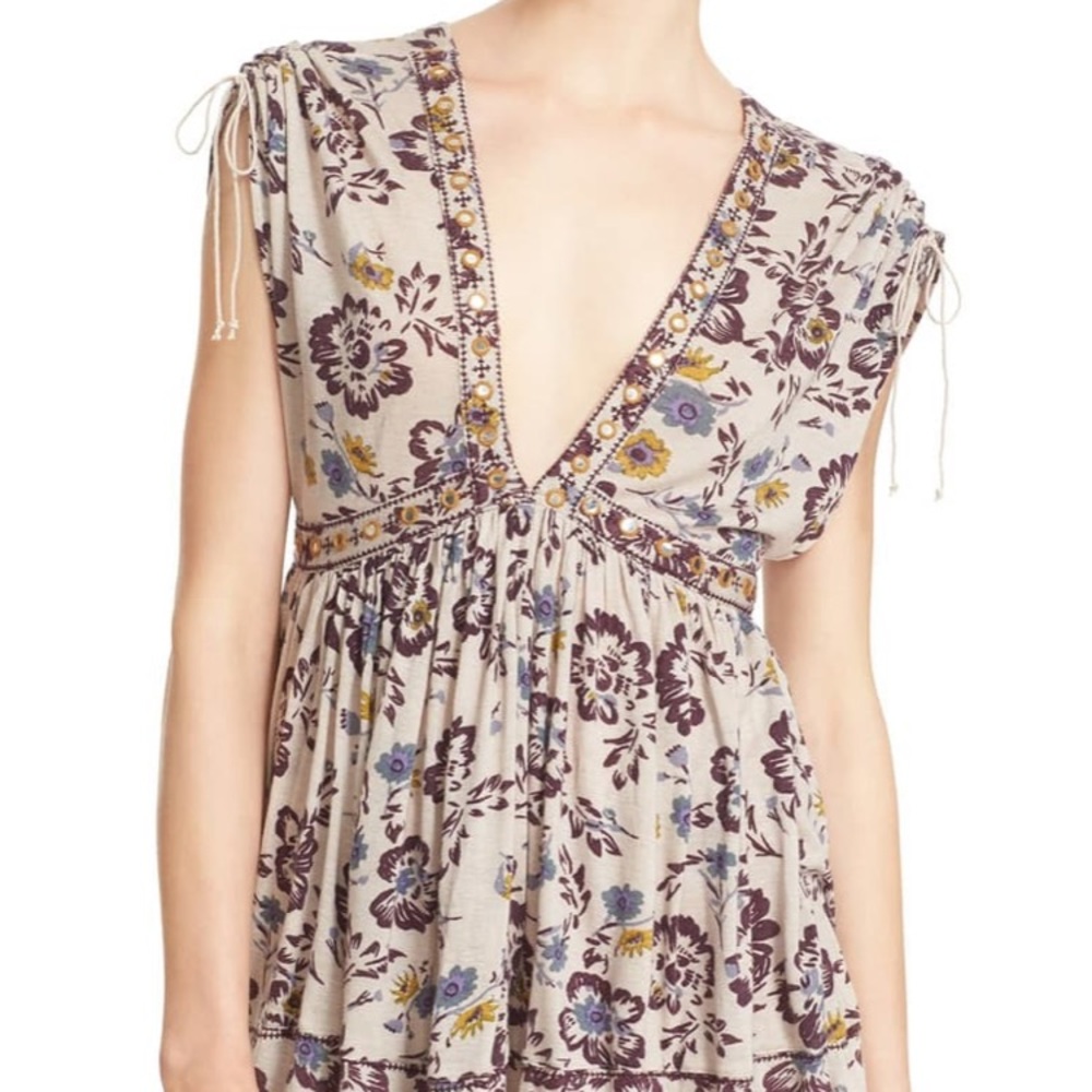 Free People Escapades Floral Tee Medium